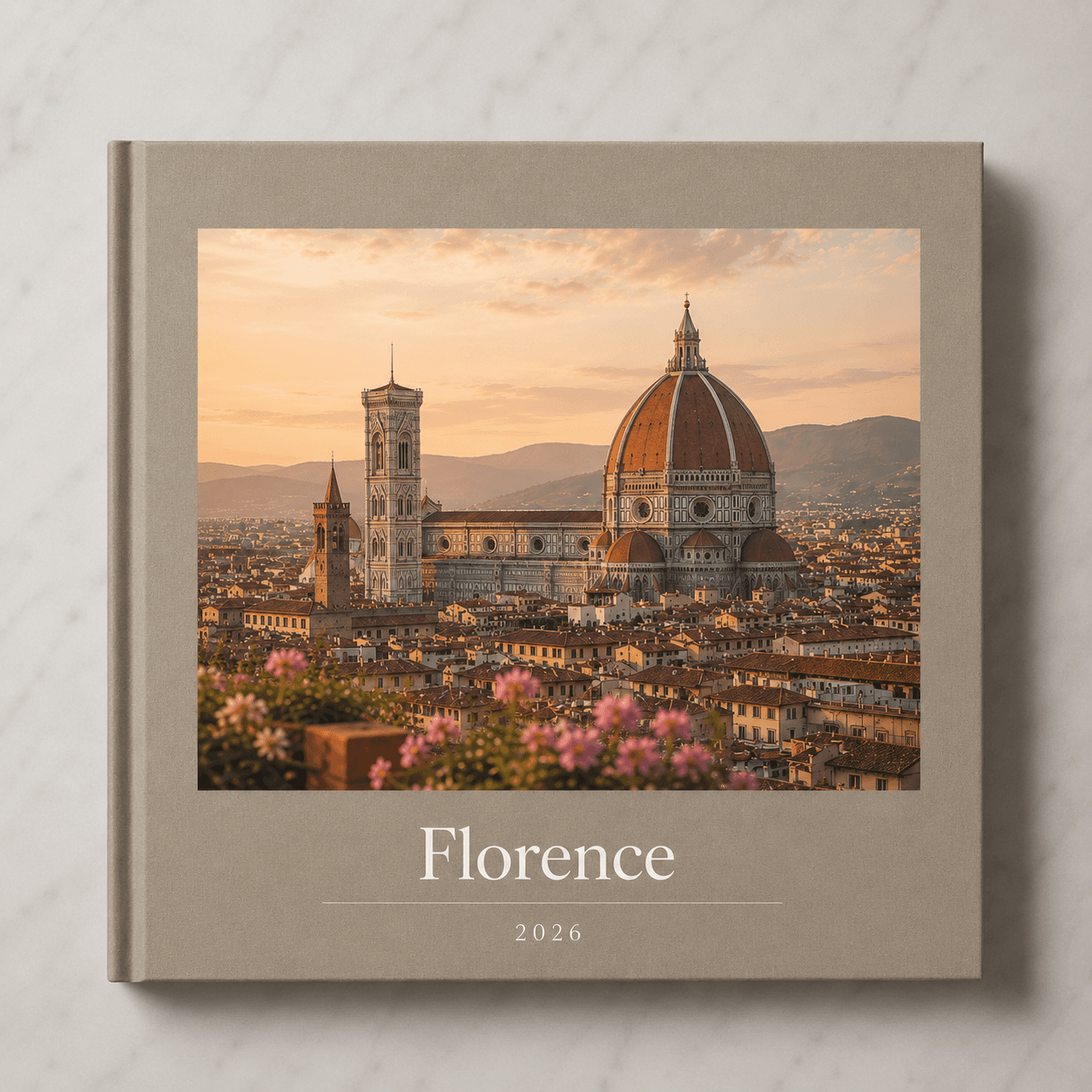 Florence travel photobook by Memtach — hardcover with Brunelleschi's dome on the front