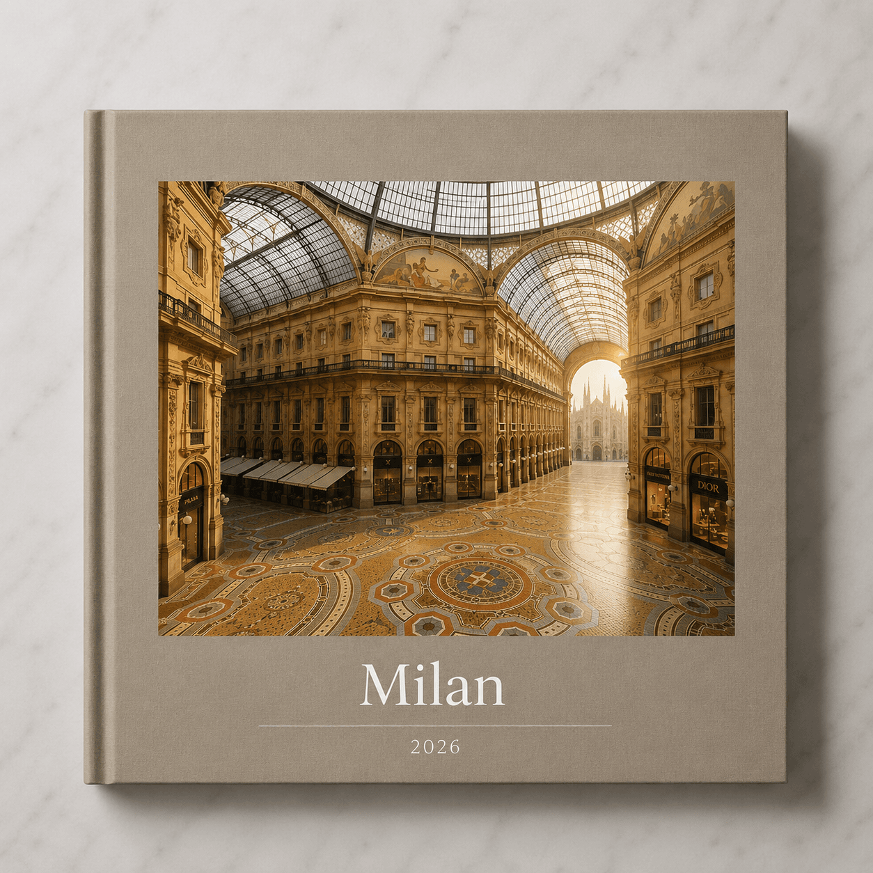 Milan travel photobook by Memtach — hardcover with the Duomo on the front