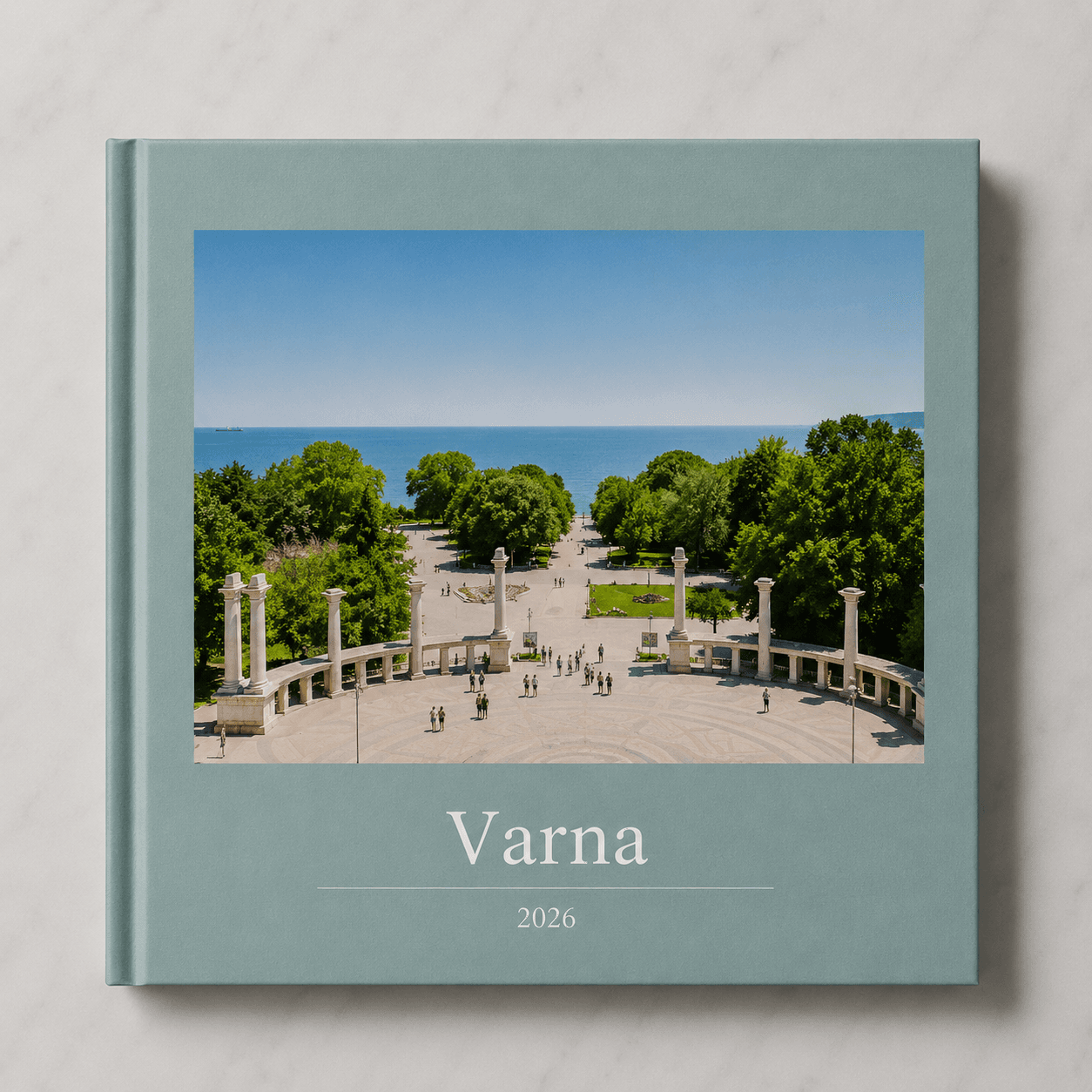 Varna travel photobook by Memtach — hardcover with the Black Sea coast on the front