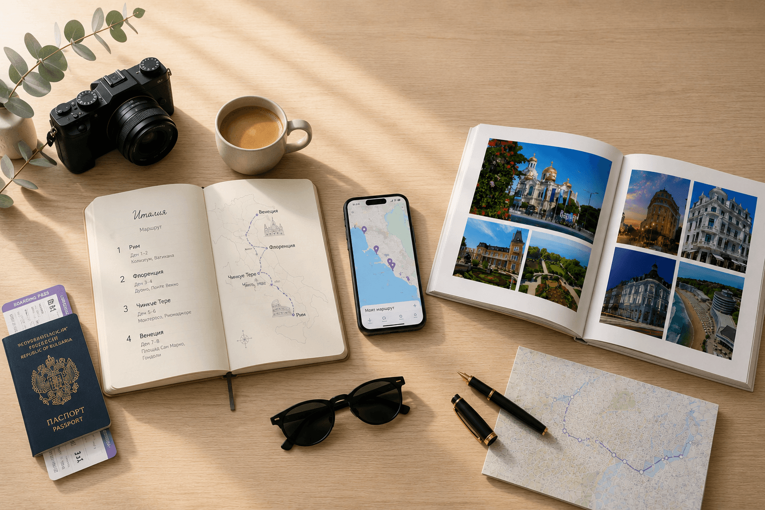 The Memtach app alongside a premium printed travel photobook